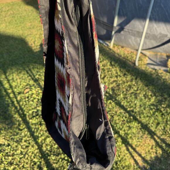 Handmade Blanket Tote Southwestern Navajo Boho Tan Red Black Large Shoulder Bag - Picture 7 of 14